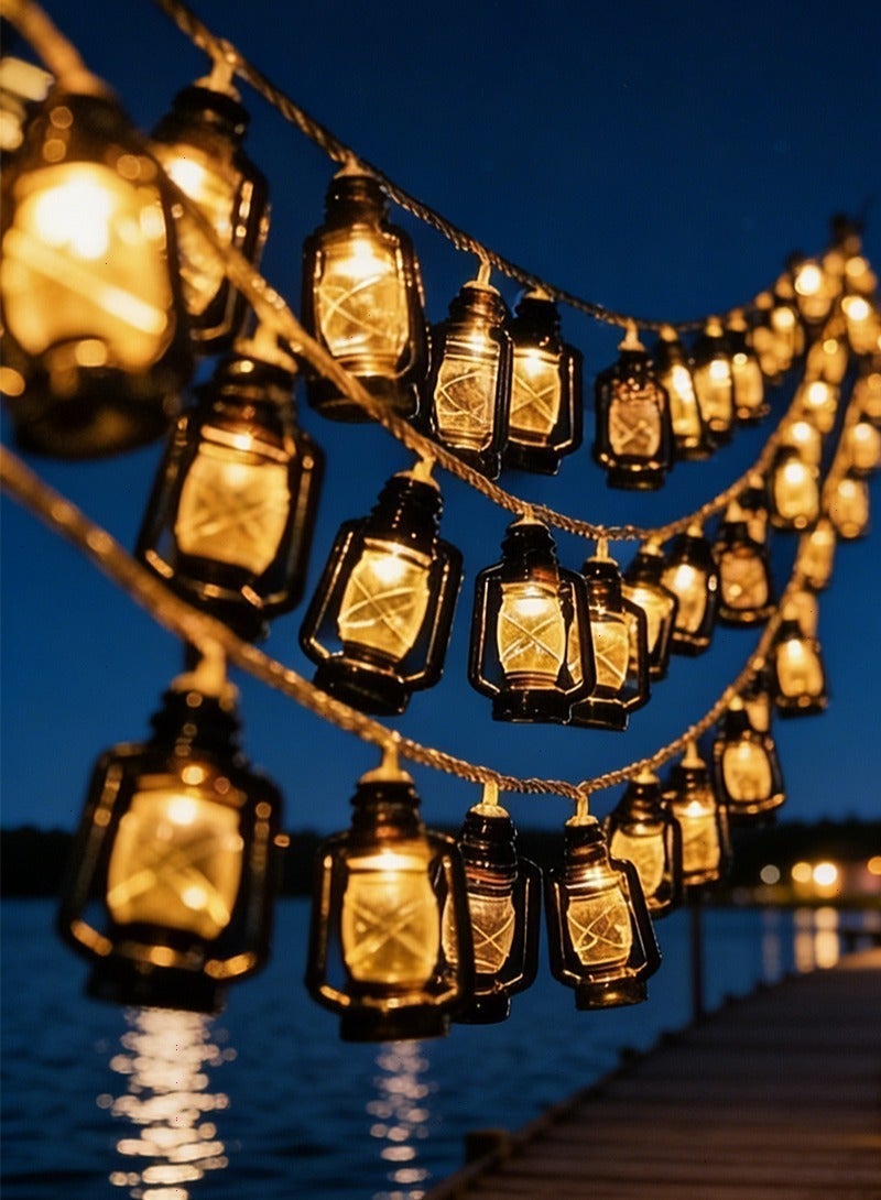 يواوليتي أضواء رمضان بطول 9.8 قدم، أضواء زينة رمضان للمنزل والحدائق الداخلية والخارجية، زينة حفلات الحديقة (20 مصباحًا صغيرًا على شكل زجاجة كيروسين) - Image 1